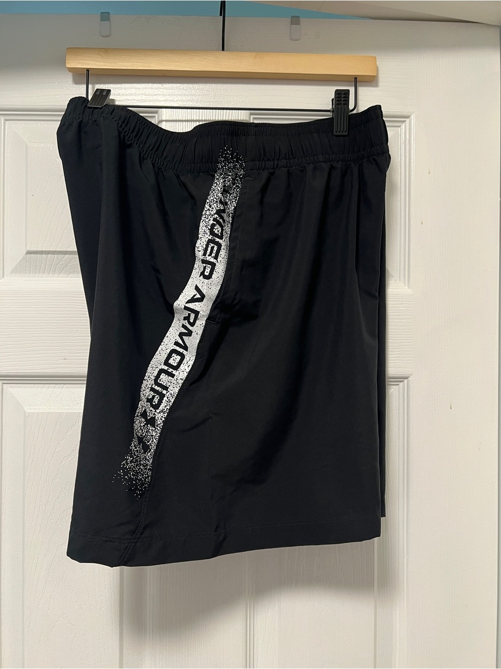 LG Men’s Black Athletic Shorts with White Side Logo Stripe